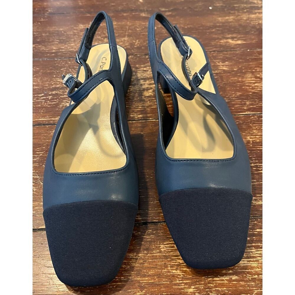C.Paravano Square Toe Slingback Sandals for Women - Size 9